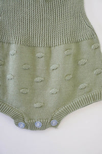 Olive knit dot cotton baby romper sale