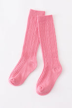 Load image into Gallery viewer, Pink knit knee high sock
