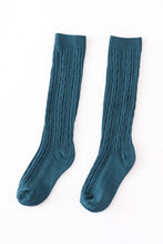 Load image into Gallery viewer, Teal knit knee high sock
