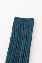 Load image into Gallery viewer, Teal knit knee high sock
