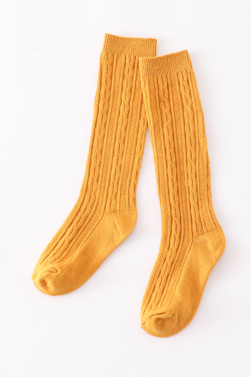 Mustard knit knee high sock