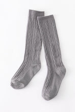 Load image into Gallery viewer, Gray knit knee high sock
