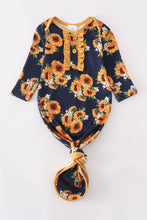 Load image into Gallery viewer, Navy sunflowers sleep sack wearable blanket
