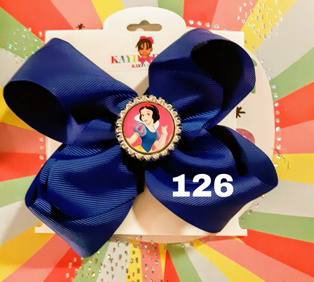6 Inch Solid Colored Hair Bow with Snow White