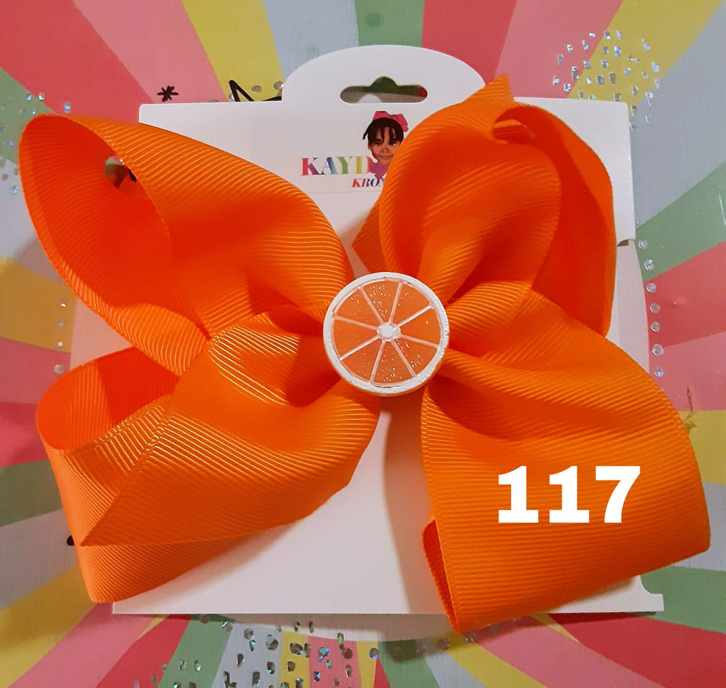 6 Inch Solid Colored Hair Bow with Orange