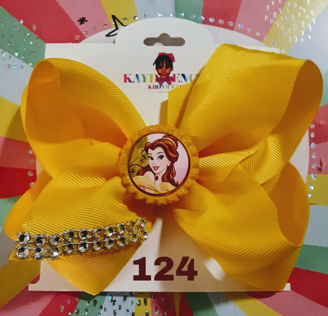 6 Inch Solid Colored Hair Bow with Belle