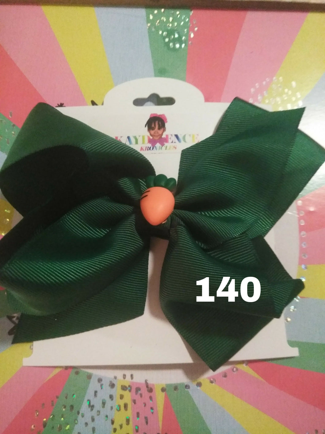 6 Inch Solid Colored Hair Bow with Carrot