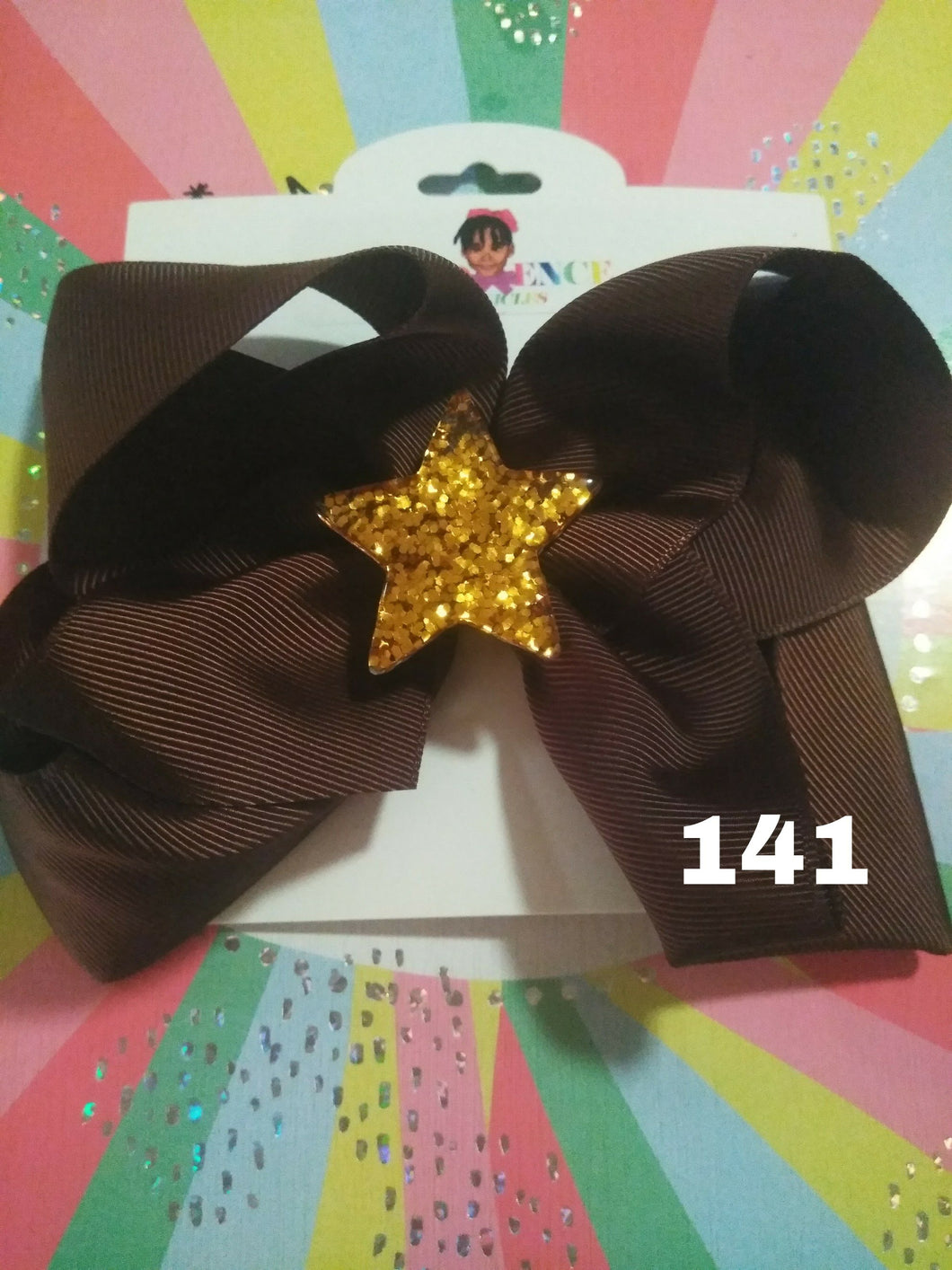 6 Inch Solid Colored Hair Bow with Star