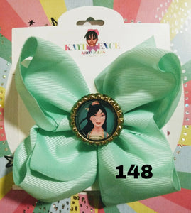 6 Inch Solid Colored Hair Bow with Mulan