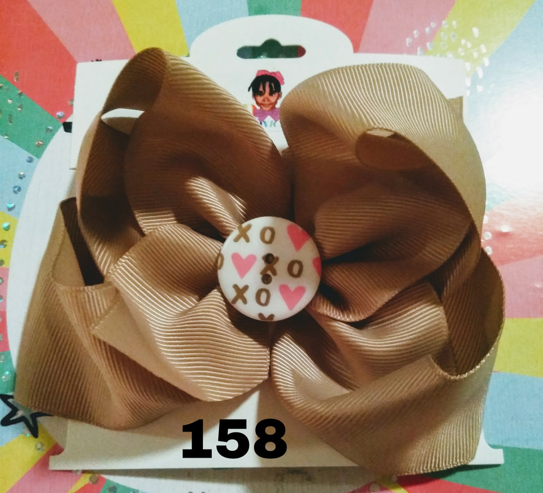6 Inch Solid Colored Hair Bow with XOXO