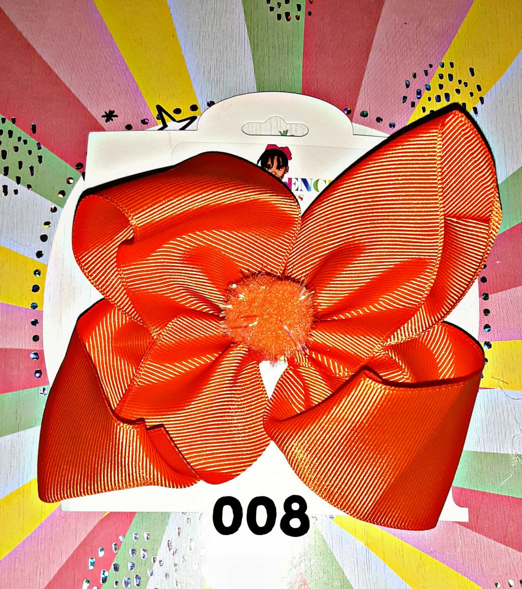 6 Inch Solid Colored Hair Bow with Pom