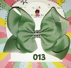 6 Inch Solid Colored Hair Bow with Rhinestone