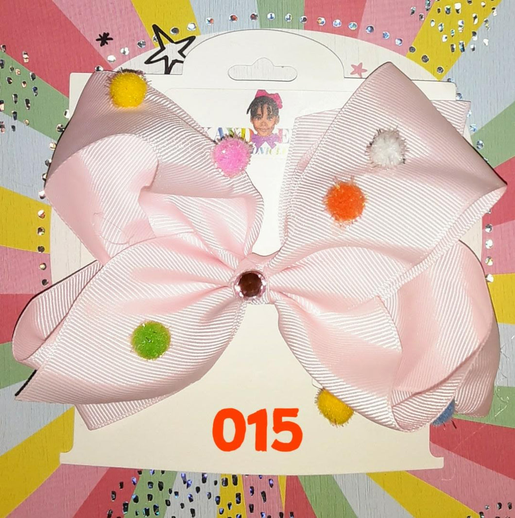 6 Inch Solid ColoredHairBow with Poms