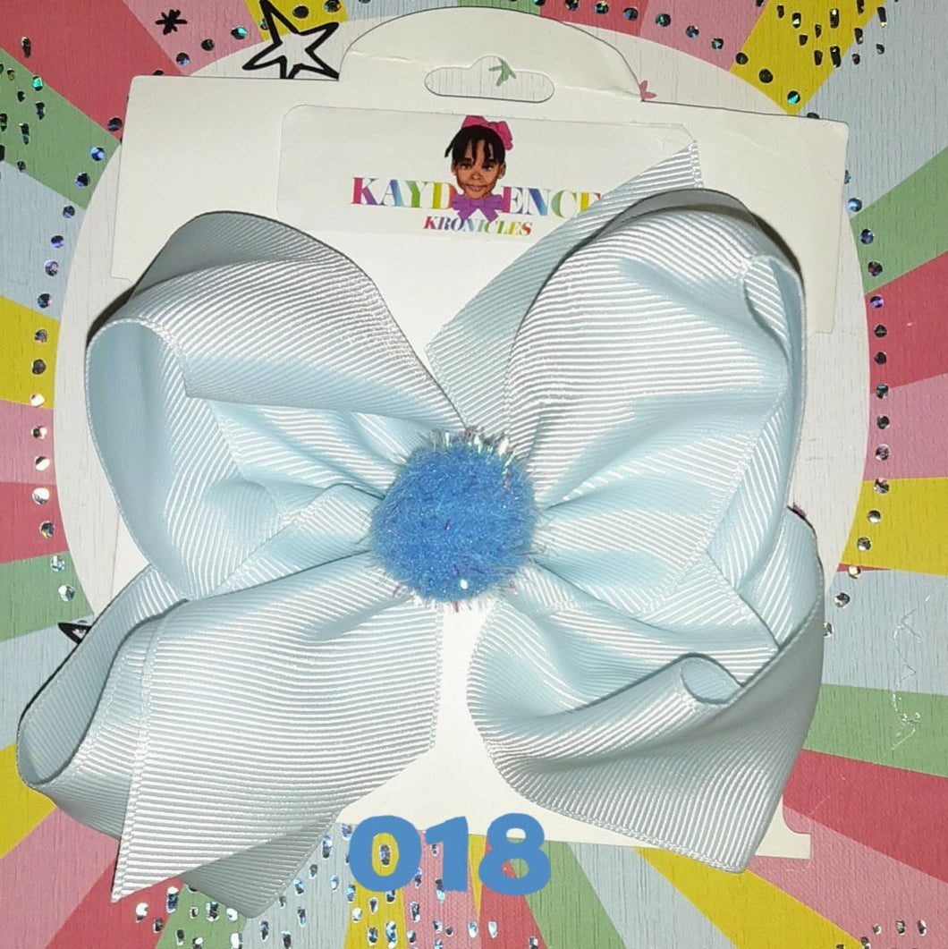 6 Inch Solid Colored Hair Bow with Pom