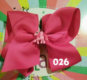 6 Inch Solid Colored Hair Bow with Pony