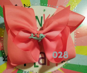 6 Inch Solid Colored Hair Bow with Shark