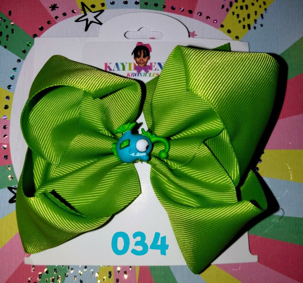 6 Inch Solid Colored Hair bow with Fish