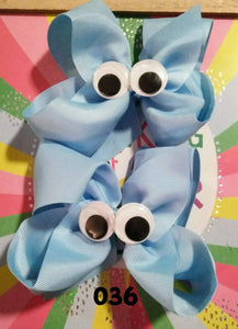 6 Inch Solid Colored Hair Bow with Google Eyes