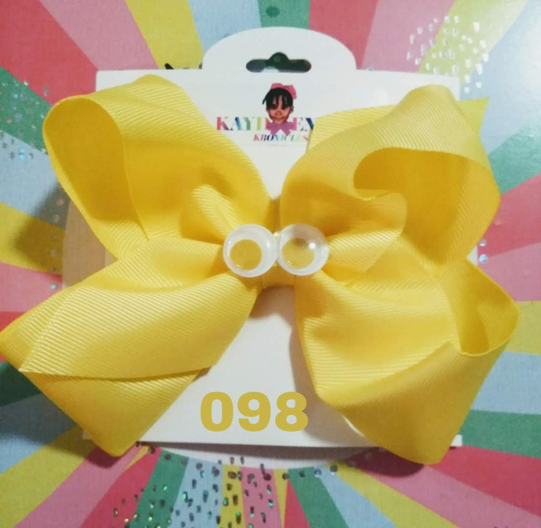 6 Inch Solid Colored Hair Bow with Google Eyes