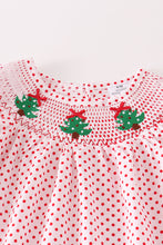 Load image into Gallery viewer, Red dot christmas tree smocked baby set
