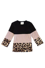Load image into Gallery viewer, Black grey leopard shirt for girls Mommy &amp; me S1911169
