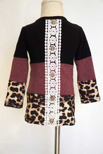 Load image into Gallery viewer, Black mauve leopard shirt for girls Mommy &amp; me S1911175
