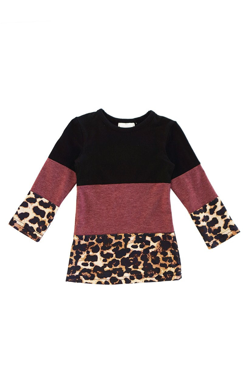 Black mauve leopard shirt for girls Mommy & me S1911175