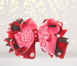 Valentines Hearts Boutique Hair Bow