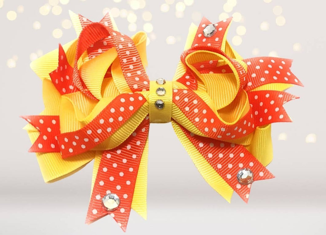 Girls Orange and Yellow Boutique Hair Bow
