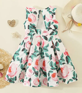 (PREORDER) Girls Elegant Floral Print Dress