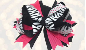 Zebra Print and Pink Boutique Hair Bow