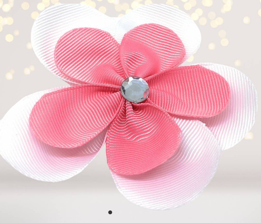 Pink and White Flower Hair Clip