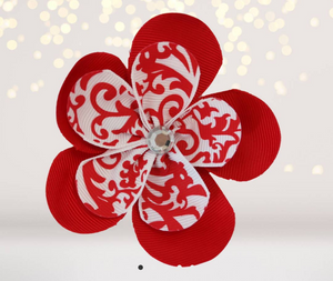 Red Lace Flower Hair Clip