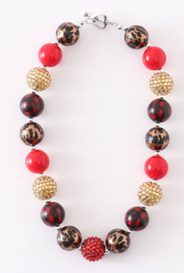 Red Leopard Bubble Necklace