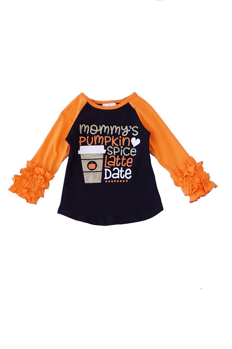 Orange black mommy pumpkin spice latte date shirt Mom & me