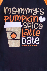 Orange black mommy pumpkin spice latte date shirt Mom & me