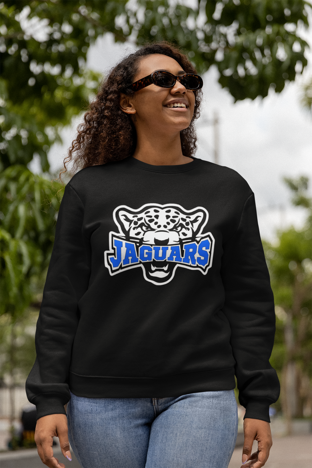 Jaguars Sports Black Sweatshirt With Glitter (Adult Sizes)
