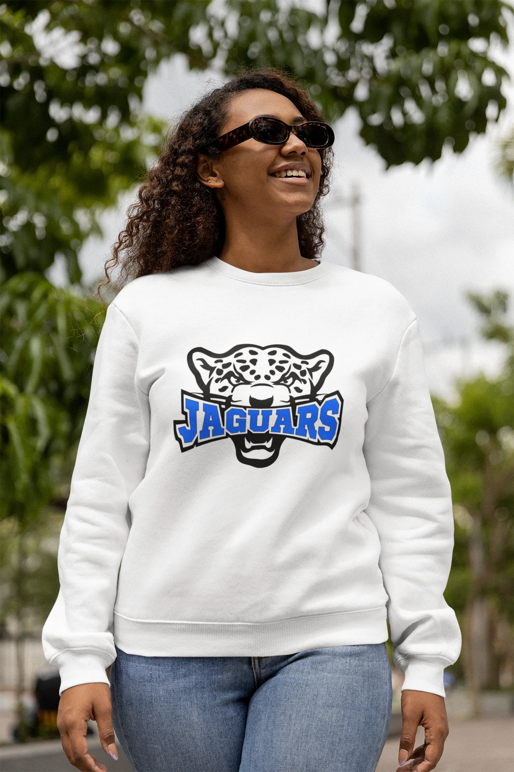 Jaguars Sports Unisex White Sweatshirt (Adult Sizes)