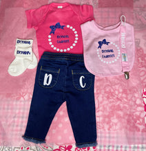 Load image into Gallery viewer, Personalized Pearls and Bow With Name Baby Outfit
