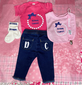 Personalized Pearls and Bow With Name Baby Outfit