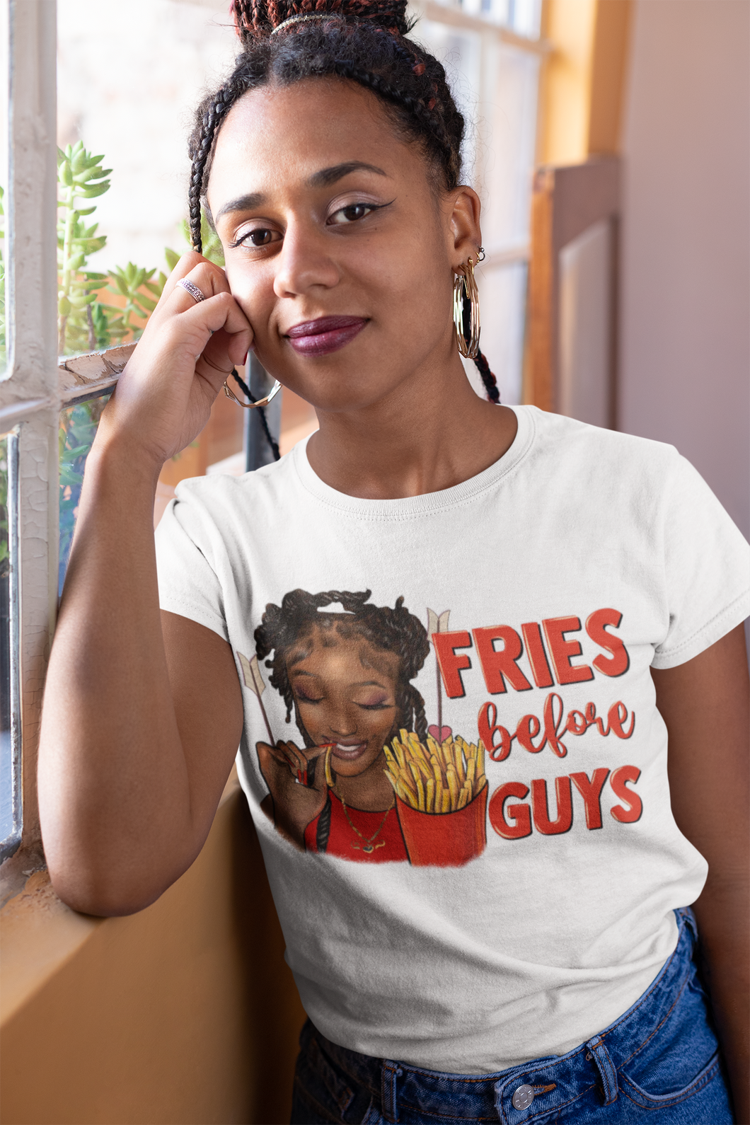 Fries Before Guys Valentine T-Shirt (Adult Sizes)