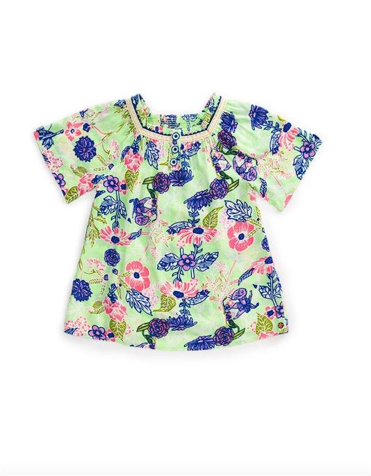 Green floral print short sleeve tee for tween M-135